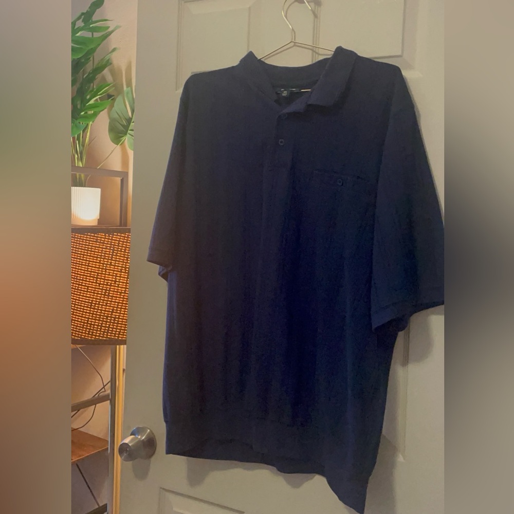 King size Men's dress, golf shirt, Navy Blue Shirt-2 XL tall
